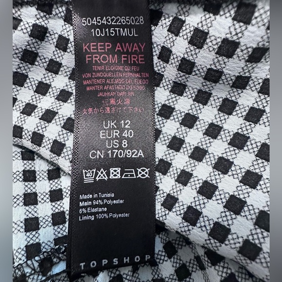 TOPSHOP Gingham Ruffle Mini Black Blue Tiered Dress - Picture 7 of 8